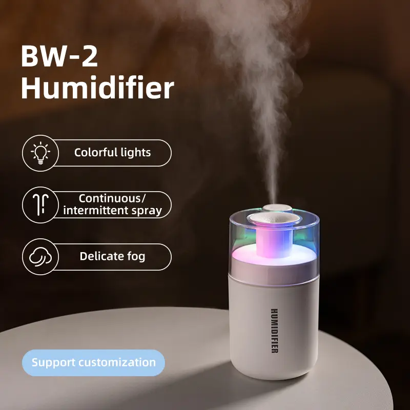 180mL Portable Mini desk Humidifier, 2 Mist Modes, Ultra Quiet USB-C Desktop Ultrasonic Mist Maker with lead colorful light for Bedroom Office Home Travel Sleep   aid baby nursery gift auto timer color night