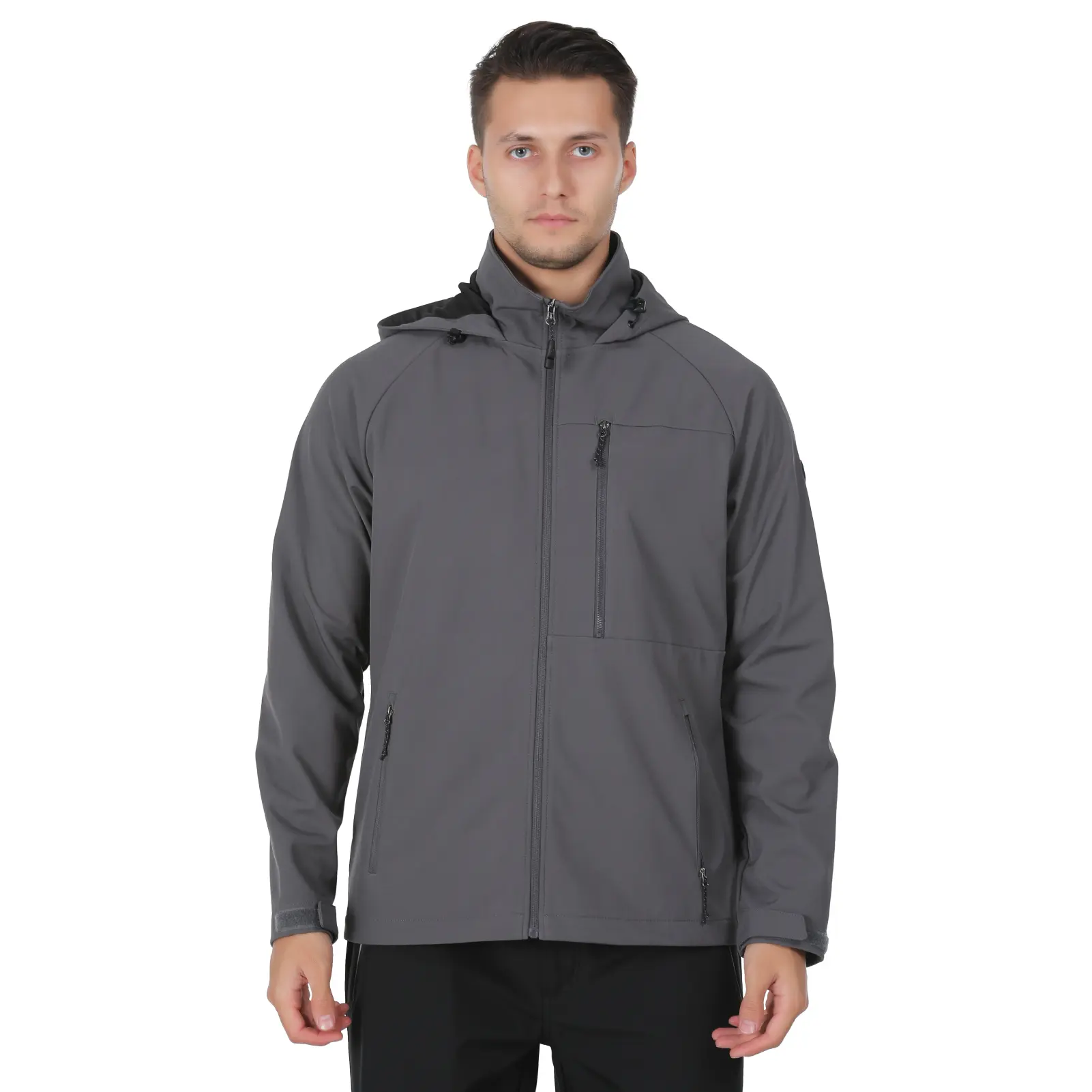 PHIVILLA Men's Waterproof Softshell Jacket, Windproof Hooded Outdoor Jacket, Lightweight Full-Zip Coat with 3 Zipper Pockets, Adjustable Cuffs, Hiking, Camping, Travel & Everyday Wear