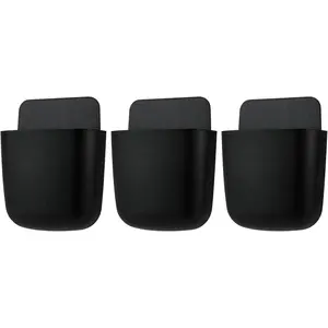 3 count Remote Control Holder, Wall Mount Pen Holder Hole-Free Self Adhesive Phone  Organizer Pencil Storage Containers for  Office School  Orgaizer (Black