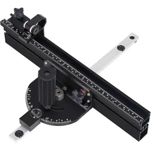 Compact Table  Miter Gauge with 360mm Fence and Multifunction Flip Stop and Positive Angle Stops, Miter Gauge for Table  Accessories, for Woodworking Cuts, Fits 3/4"x3/8" Slot