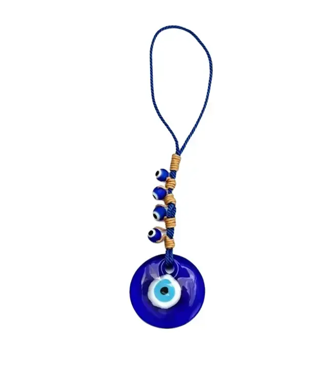 Handmade Blue Glass Evil Eye Hanging Charm - Traditional Turkish Lucky Nazar Amulet, Car Trinkets, Interior Accessories for Car, Vehicle Decoration, Protective Symbol, Ideal Holiday Gift for Friends