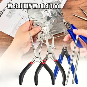 10 Pieces Metal DIY Model Tool Sets,Including Tab Edge Cylinder Cone Shape Bending Assist Tools and Nozzle Pliers Flat Nose Pliers Needle Nose for 3D Metal Jigsaw Puzzles Assembly summervibes