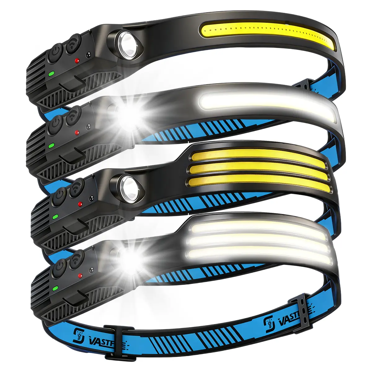 LED Headlamp Rechargeable - 350 Lumens Motion Sensor Head Light with COB & XPE LED, 5 Modes, Lightweight Headlight for Camping, Hiking, Running, Fishing, Outing