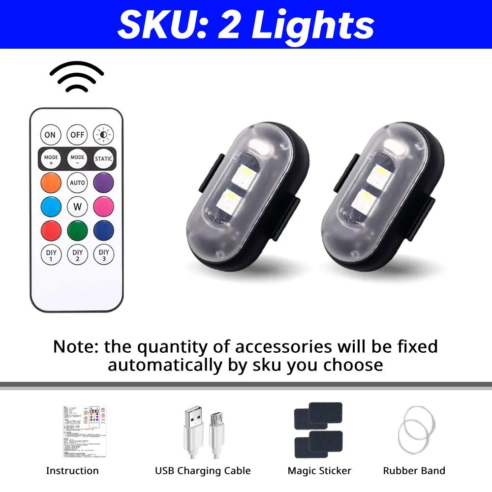 2 pcs, RGB, Remote Control