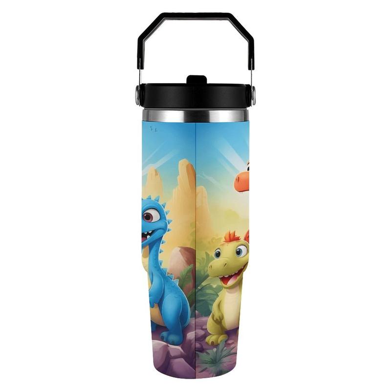 Dinosaur-Themed - Stainless Steel Tumbler - 30oz - Double Wall Insulated Travel Mug - Perfect for Hot and Cold Drinks - Ideal Gift for Dino Lovers