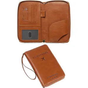 Leather RFID Blocking Passport Holder Travel Wallet, Passport Cover/Travel Wallet for Women/Men with