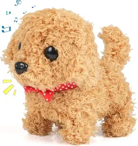 Realistic Plush Toy Puppy Electronic Interactive Robot Dog-Walking, Barking,Tail Wagging,Stretching Companion Animal for Kids Toddlers,walking dog toys for kids