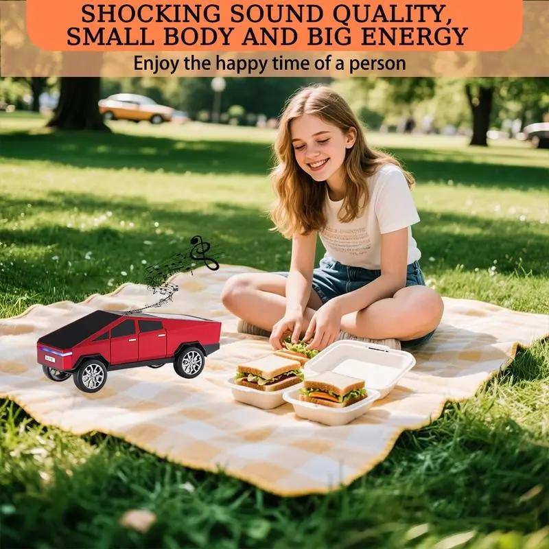 Multifunctional Pickup Truck Model Bluetooth Speaker Rechargeable with USB TF Card AUX FM Radio TWS Pairing for Indoor Outdoor Party Birthday Gift Stereo Cybertruck Portable Audio Connection Smartphone Wireless Classic Car Style Design Vintage