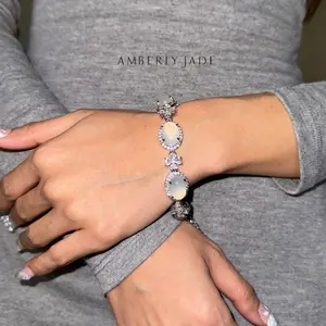 Ethereal Glow Bracelet – Natural Jade & Zircon in 925 Sterling Silver