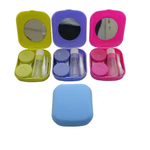 Colorful Contact Lens Case Kit with Mirror - Durable, Compact, Portable Soak Storage for 4 Pack of Contact Lenses