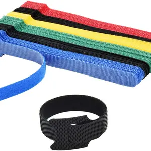 50pcs Reusable Cable Ties, Premium 6-Inch Adjustable Cord Ties, Microfiber Cloth Cable Management Straps, 10pcs Each Color