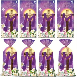 50pcs Easter Bags He Is Risen Cross Design, Non Electric Featherless Party Favors, Ideal for Easter Holidays Celebration