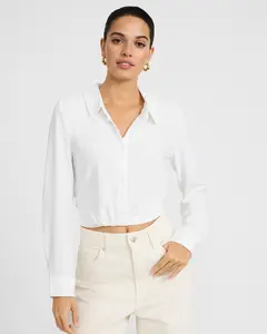 Express Long Sleeve Tuck Front Shirt