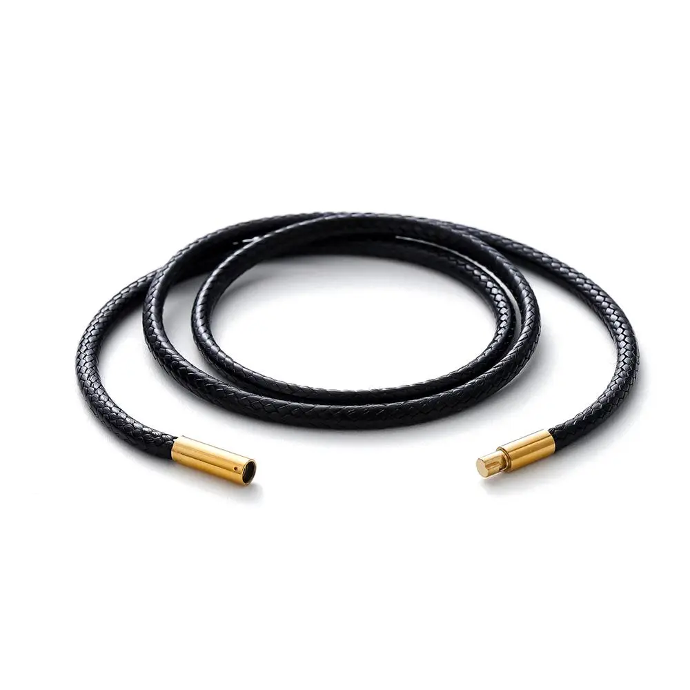 1Pcs 45/50/60cm Black Genuine Leather Rope Necklace with Clasp Cord Chain Line String for DIY Pendant Jewelry Making Accessories
