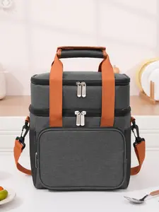 Portable Insulated Bag with Crossbody Design, Simple Solid Color Refrigerator Bag, Outdoor Picnic Bento Box Ice Pack Thermal Bag