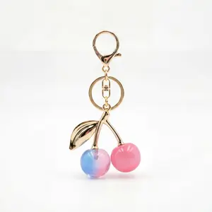 Naviconvex Cute Cherry Bag Charm Keychain – Glossy Candy Color Fruit Pendant for Handbag & Backpack | Y2K Aesthetic Girl Accessory Gift