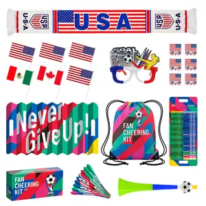 Fan Cheering Kit - Includes Flags Scarf Glasses Drawstring Bag Schedule and More for Sports Events Theme