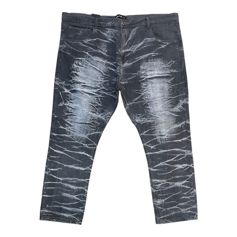 P17X - Big Men's Crinkle Wash Straight-Fit Non-Stretch Jeans