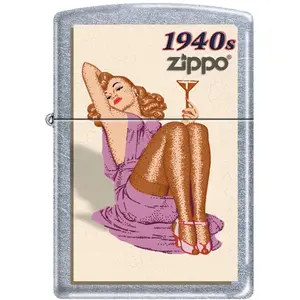 Zippo Manufacturing  2019 Vintage Pin Up 1940 Satin Lighter - Chrome