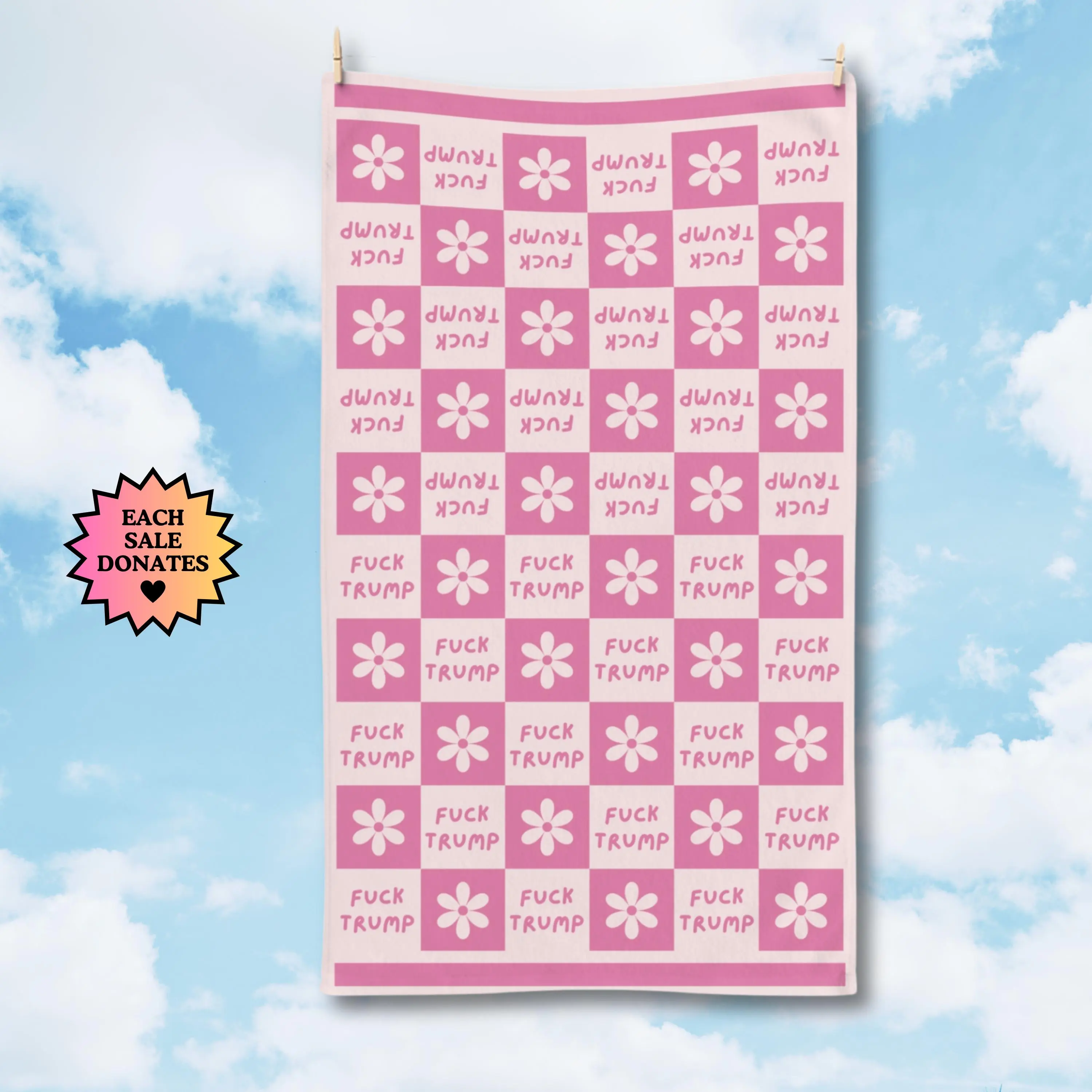 Retro Checkerboard Hand Towel, Funny Political Home Decor, Checkered Kitchen Towel, Funky Home Accessory, Sarcastic Liberal Gift, FDT Towel, sassy kitchen towels, funny hand towels, social justice decor, trump sucks, subtle anti trump