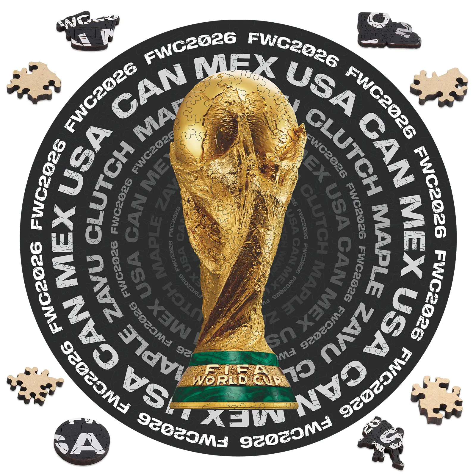 FIFA World Cup 2026 Trophy Circle Jigsaw Puzzle 200 Laser-Cut Pieces 5MM Thick Soccer Fan Gift Modern Home Decor 11.8"x11.8" Officially Licensed Authentic Premium Quality, Jigsaw Puzzles, Puzzles Decorative Jigsaw