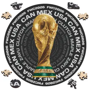 FIFA World Cup 2026 Trophy Circle Jigsaw Puzzle 200 Laser-Cut Pieces 5MM Thick Soccer Fan Gift Modern Home Decor 11.8"x11.8" Officially Licensed Authentic Premium Quality