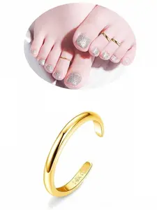 1 Pc Smooth Golden Foot Toe Ring for Women Men Durable Bendable Copper with Mirror Polished Exterior Delicate Electroplated Luster Stretch Adjustable Split Layout Contemporary Skinny Band Style Subtle Refined Feel Chic Gentle Vibe
