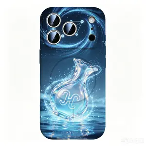 Aquarius Zodiac Phone Case for iPhone 17 16 15 14 13 12 Pro Max Plus Soft Creamy Silicone Cover MagSafe Compatible Wireless Charging Support Aesthetic Centaur Archer Constellation Pattern Shockproof Protective Case Cool Gift for Men Teens