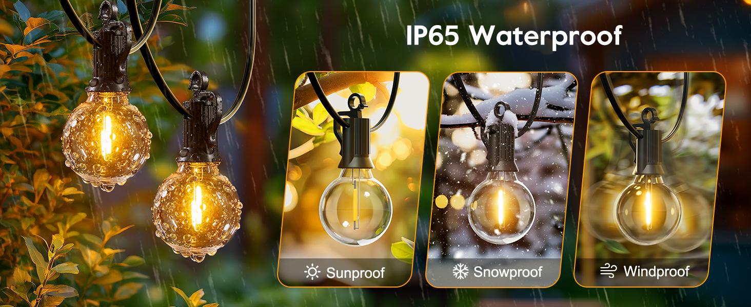 ISUNMEA 108FT Solar String Lights Waterproof,Patio Lights Solar Powered with Remote & USB Port 52 LED Shatterproof Bulbs 3 Light Modes, Dimmable Solar Light Patio Lights Solar Powered with Mount Clips for Camping Backyard Garden Decor