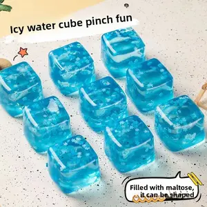 Summer Refreshing Water Cube Large Squishy Stress Relief Soft Rubber Toy, Elastic Stretchable Snowflake Cube Squishy Ice Cube 5.5cm