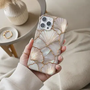 Stained Glass Seashell Phone Case for Girls Faux Mosaic Coquette Coastal Cover Protective Shockproof Ultra Slim Minimal Case for iPhone 17 16 15 14 13 12 11 Pro Max Plus Air Galaxy S26 S25 S24 S23 S22 S21 Ultra Plus FE