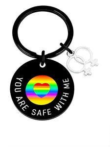 Lgbtq Pride Keychain, Fun Gay Keychain Gift, Rainbow Lgbt Keychain, Exclusive Lgbt Keychain, 'you're Safe with Me' Message