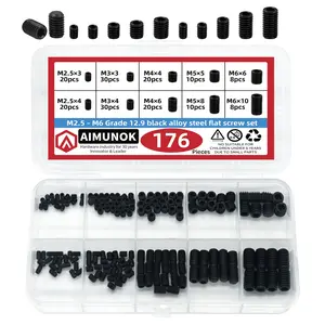 Aimunok Alloy Flat End Locking Nut, Durable Metal Fastener, Ideal for Industrial Applications, High-Quality Hardware Component，Flat Point Allen Grub Screws， Socket Flat Point Set Screws,FlatEndSetScrew