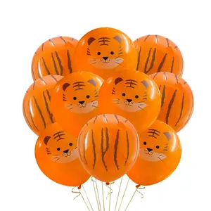 Malayan Products Tiger Balloons 12 Count for Trucker Birthday Party Supplies Tiger Theme Latex Balloons Mix Stripe and Tiger Face 12 Inch Standard Size Ideal for Theme Parties