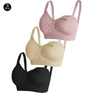 3 Pack Nursing Bras for Breastfeeding - Wireless Comfortable Maternity Bras with Easy Clip Down