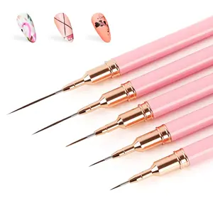 5pcs Nail Art Liner Brush Set UV Gel Nail Brushes Kits French Stripe Line Painting Drawing Flower Pen Professional Salon Manicure Tool
