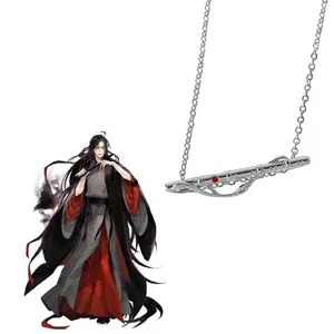 Anime Mo Dao Zu Shi Necklace Grandmaster of Demonic Cultivation Wei Wuxian Lan Wangji Cosplay Cross Flute Pendant Choker Jewelry