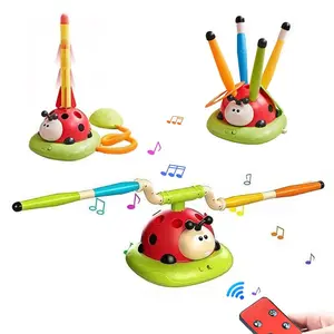 1 Set 3-in-1 Fun Musical Jumping, Ring Tossing Game, Baseball Toy, and Stomp Launch Rocket Launcher, for Kids Toys and Games, with Remote Control, Indoor, Outdoor Lawn Children's Toys, Suitable for Ages 4-8 and 3-5 Years Old