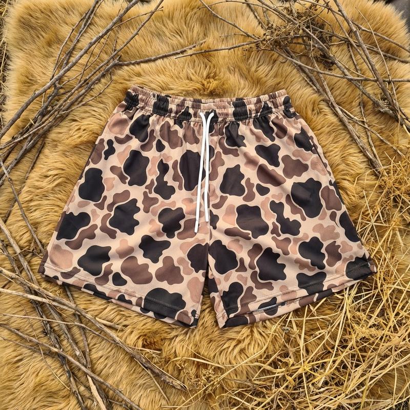 Pack 3 Camo Duck Hunting Shorts With 5 Inch Inseam, Perfect for the Gym, Basketball Camo Mesh Short, Gift for him, Gift For Her, Gym Gift