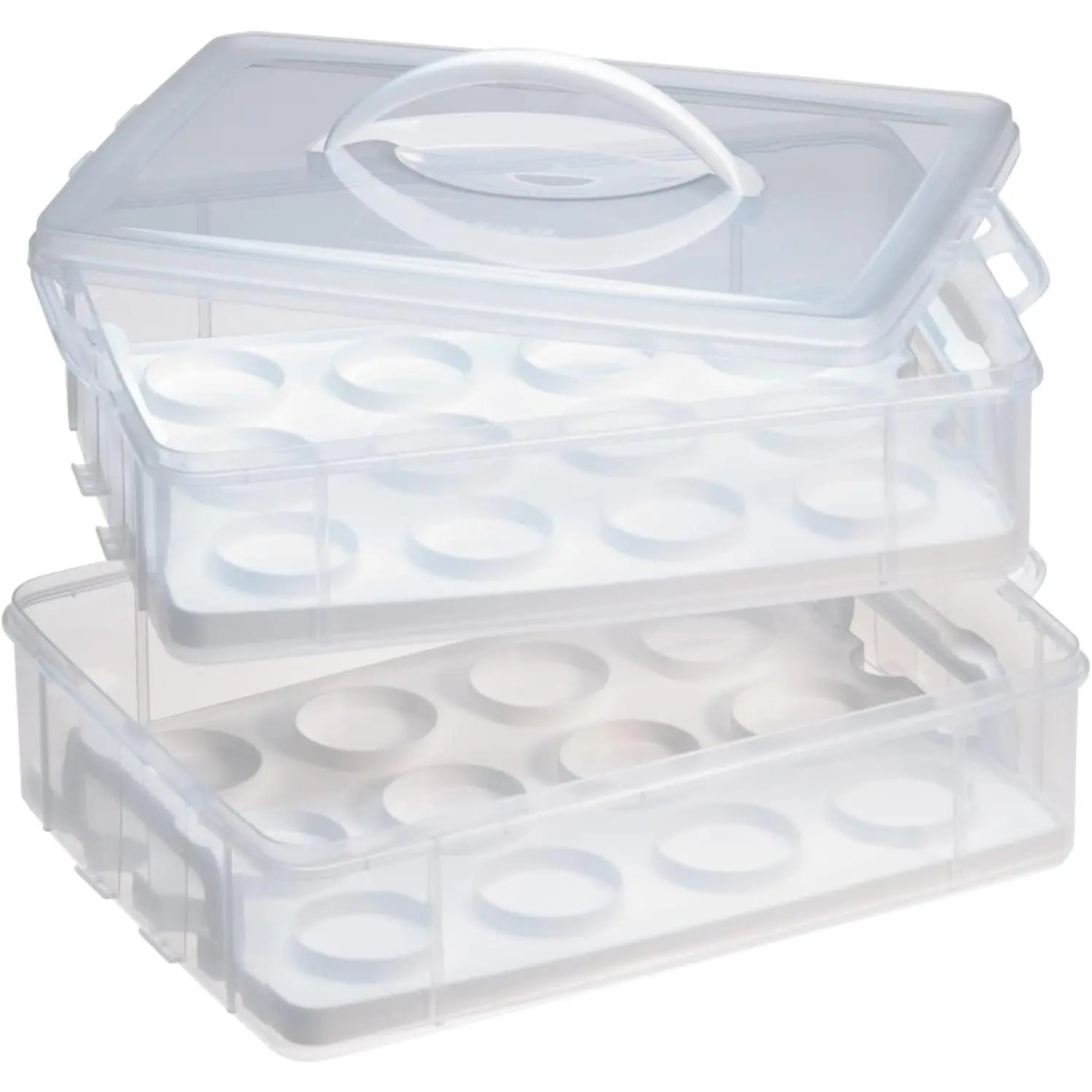 Plastic Snap 'N Stack 2-Layer Cookie  Cake Cupcake and Brownie Storage Carrier 14.25" L x 10.5" W Red
