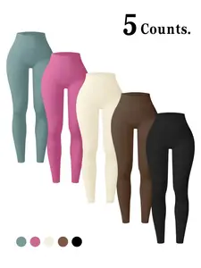 Women's Solid Color Dopamine Yoga Tight Pants, High Waist Sweat-Wicking Running Hiking Quick-Dry Long Pants, Indoor Gym Training Outdoor