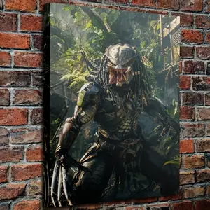1 Piece Hunter Jungle Hunter Wooden Frame Canvas Painting, 29.97X 39.88cm , Perfect for Home Decoration, Game Room, Office, Boy's Nest and Horror Movie Theme Room Decoration