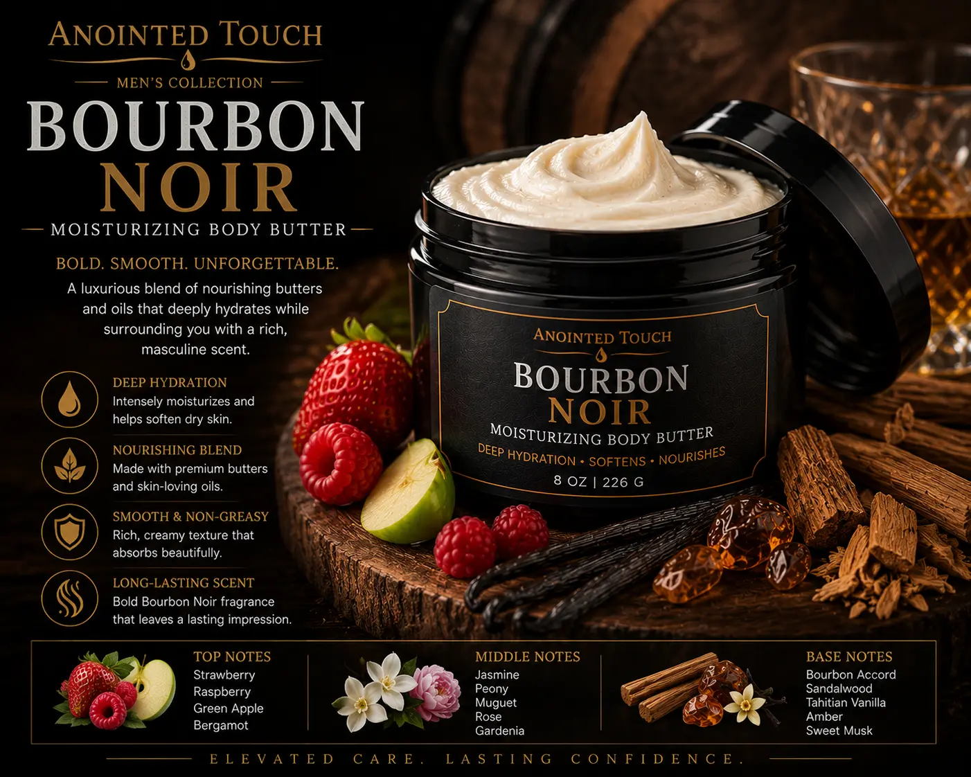🥃🔥 BOURBON NOIR MOISTURIZING BODY BUTTER 🔥🥃