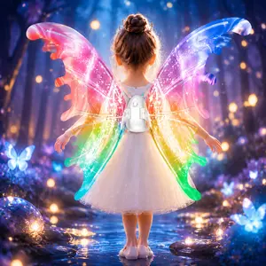 Girls' Luminous Fairy Wings — Sparkling LED-Lit Wings and Electric Butterfly Wings for Women. The Perfect Accessory for Fairy Costumes and Party Decor; an Ideal Gift for Halloween, Valentine's Day, Birthdays, Christmas Parties, and Princess Role-Play. Set