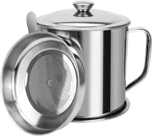 Bacon Grease Container,Kitchen Oil Container Can with Strainer and Anti-Slip Coaster Tray for Store Meat Frying Oil and Cooking Grease Storage No Brand