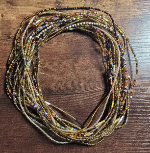 37" SCREW ON EARTH TONE Waist Beads BUNDLE with Screw-On Clasp for Women (Pack of 3)