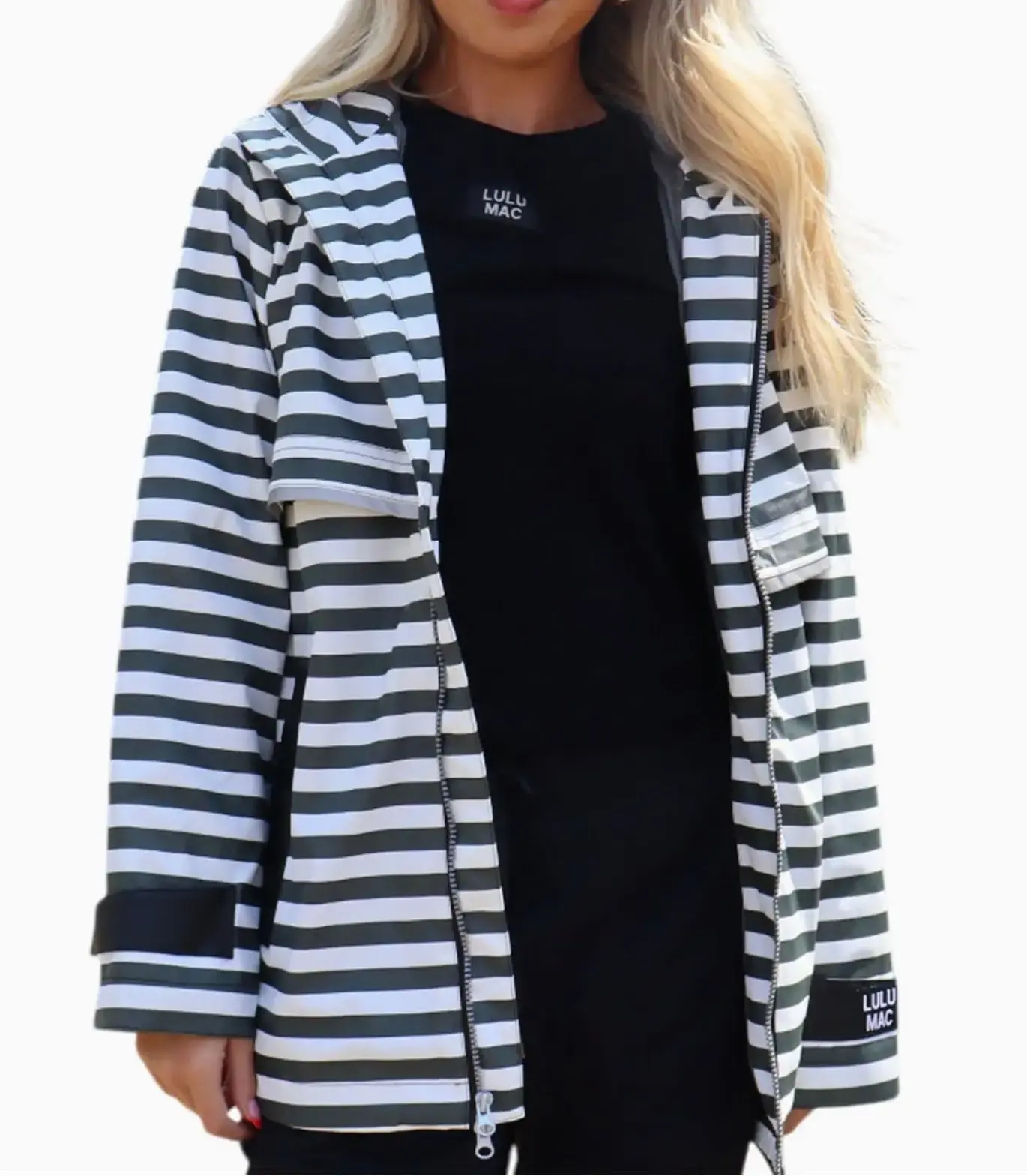 Women's Stylish Striped Raincoat - Waterproof and Hooded with Long Sleeves and a Comfy Polyester Lining, Style, Twist, Jackets, Rain Coat, Clothes, Shell, Longsleeves, Tops, Casual