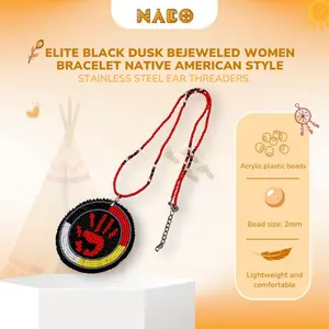 MMIW Handprint Necklace – Handmade Beaded Patch Pendant jewelry Handcrafted Acrylicplasticbeads