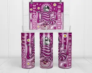 Cheshire Cat (Inflated Effect) 20oz Skinny Tumbler | with Lid and Straw | Holographic Gift Box | Birthday Gift for Her | To Go Water Bottle | Travel Coffee Mug | Sustainable Sipping | Tumbler Trend | Custom Cup Drinkware Stainless