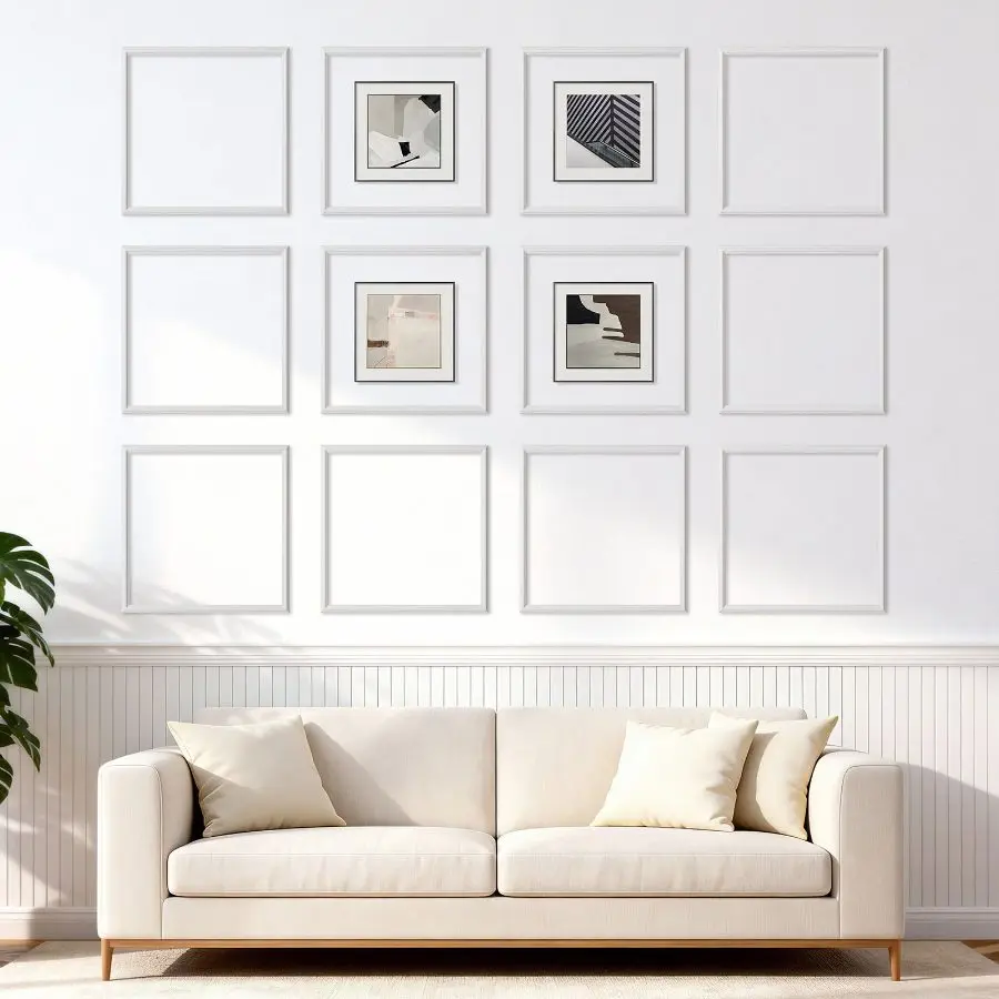 VEVOR Wall Molding 12 Pack, 20x 20 in Wainscoting Panels Kit, Lightweight Paintable Polystyrene, Easy to Install, Waterproof Accent Wall Trim for Interior Dcor Living Room, Bedroom, Home, White
